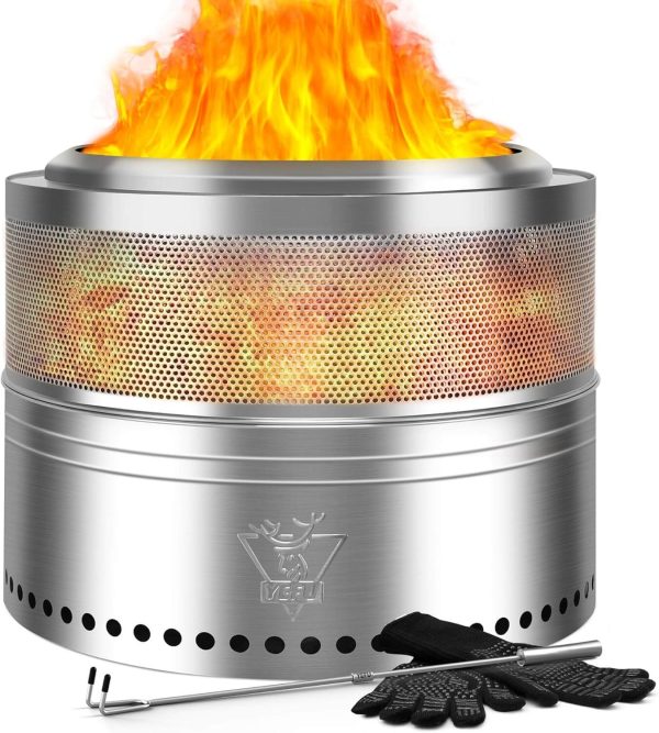 YEFU Fire Pit 20in Dia, Folding Smokeless Firepit